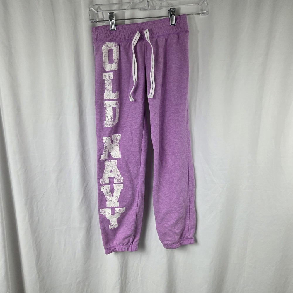 Old Navy Girls Size Medium Drawstring Fleece Joggers Sweatpants Pink White Logo